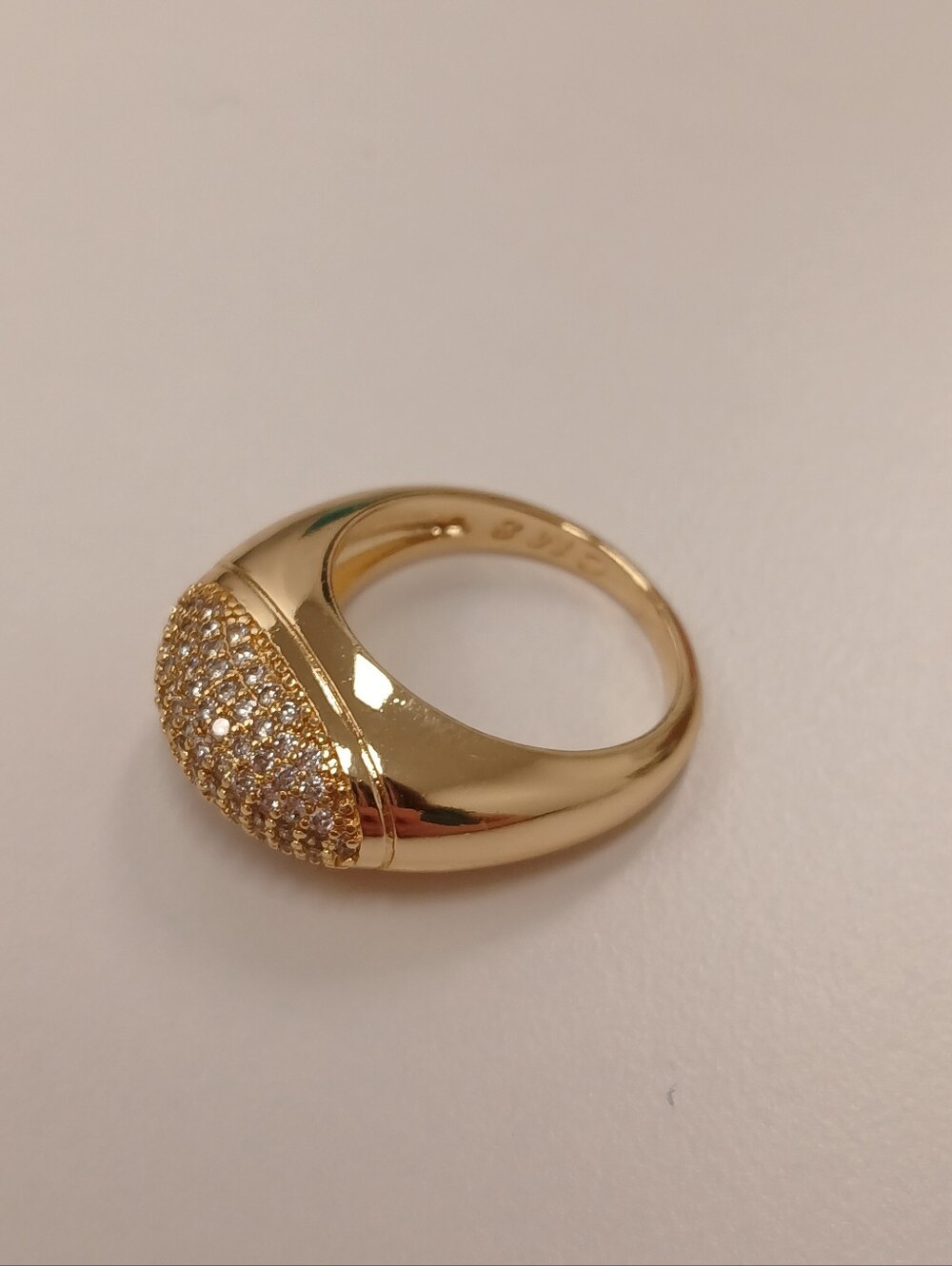 NEW! Size 8 18k Yellow Gold Plated Pave Dome Statement Ring